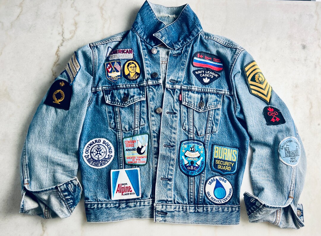 The Nellie One of a Kind Vintage Patched Jean Jacket, Handmade, 26 ...