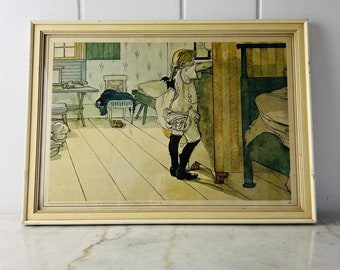 Carl Larsson Art Deco Print, "Mamma's and the Small Girls' Room", Framed Swedish Decor