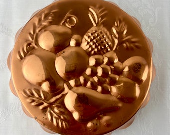 Molde de cobre vintage para frutas, molde para gelatina Tagus, decoración de cocina portuguesa de los años 60