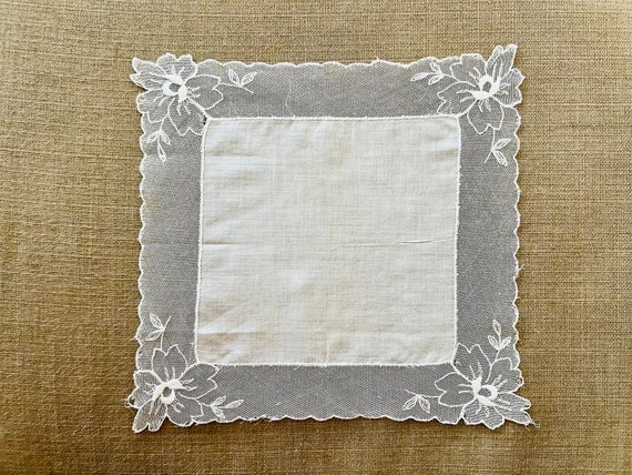 Vintage Wedding Handkerchiefs Set of 3, hand made… - image 3