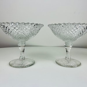 Vintage (1970s) Westmorland Compote Dish, clear glass with hobnail texture, sawtooth edge, pedestal base, for candy, dessert, Martini