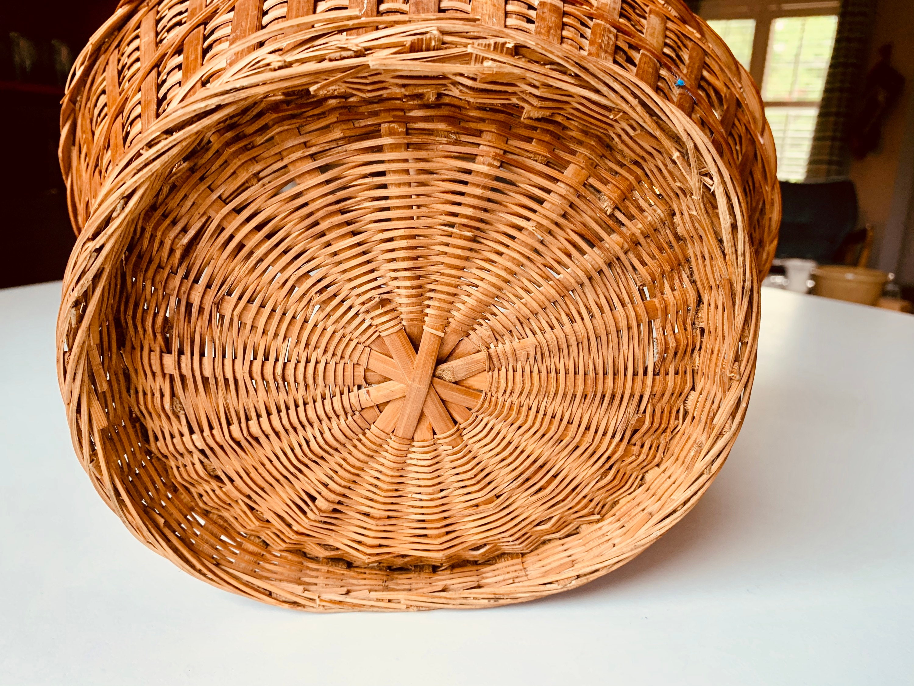 Antique Primitive Woven Wicker Splint Basket Herb Gathering Etsy