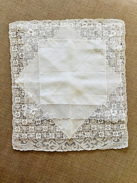 Vintage Wedding Handkerchiefs Set of 3, hand made… - image 9