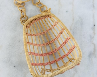 Vintage Wicker Hanging Mini Egg Chair, Doll Swing, Nursery Decor