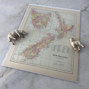Carte lithographique ancienne des années 1880 de la Nouvelle-Zélande avec les comtés, par Phillips & Hunt, carte historique, décoration murale vintage, objet de collection, cadeau