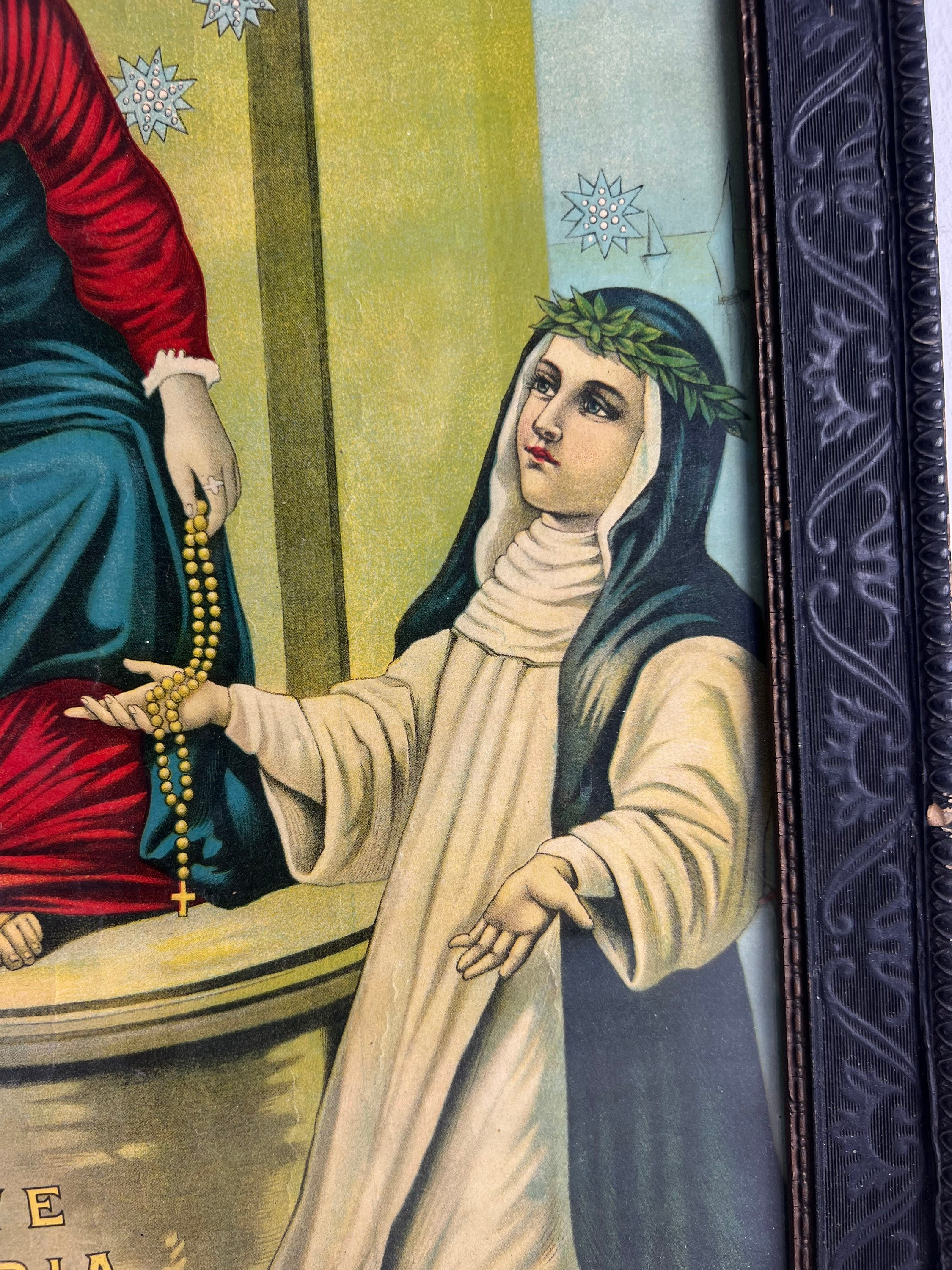 Antique Madonna of the Rosary Art Print, Framed Religious Decor (23x19 ...