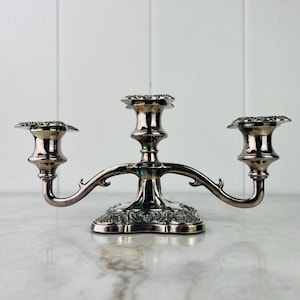 Antique Victorian Silver Plate Candelabra: Grape Vine Design, Three-Arm Centerpiece