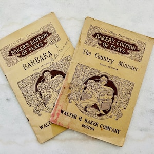 Antique play scripts- The Country Minister (1907) Arthur Lewis Tubbs | Barbara (1900) Jerome K. Jerome, Baker&#39;s Edition, theatre memorabilia