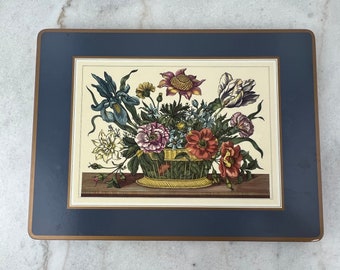Vintage Engelse grote placemats, set van 4, Pimpernel Garden Floral Placemats, kurk steun, servies, cadeau, voor tuinman, lente decor