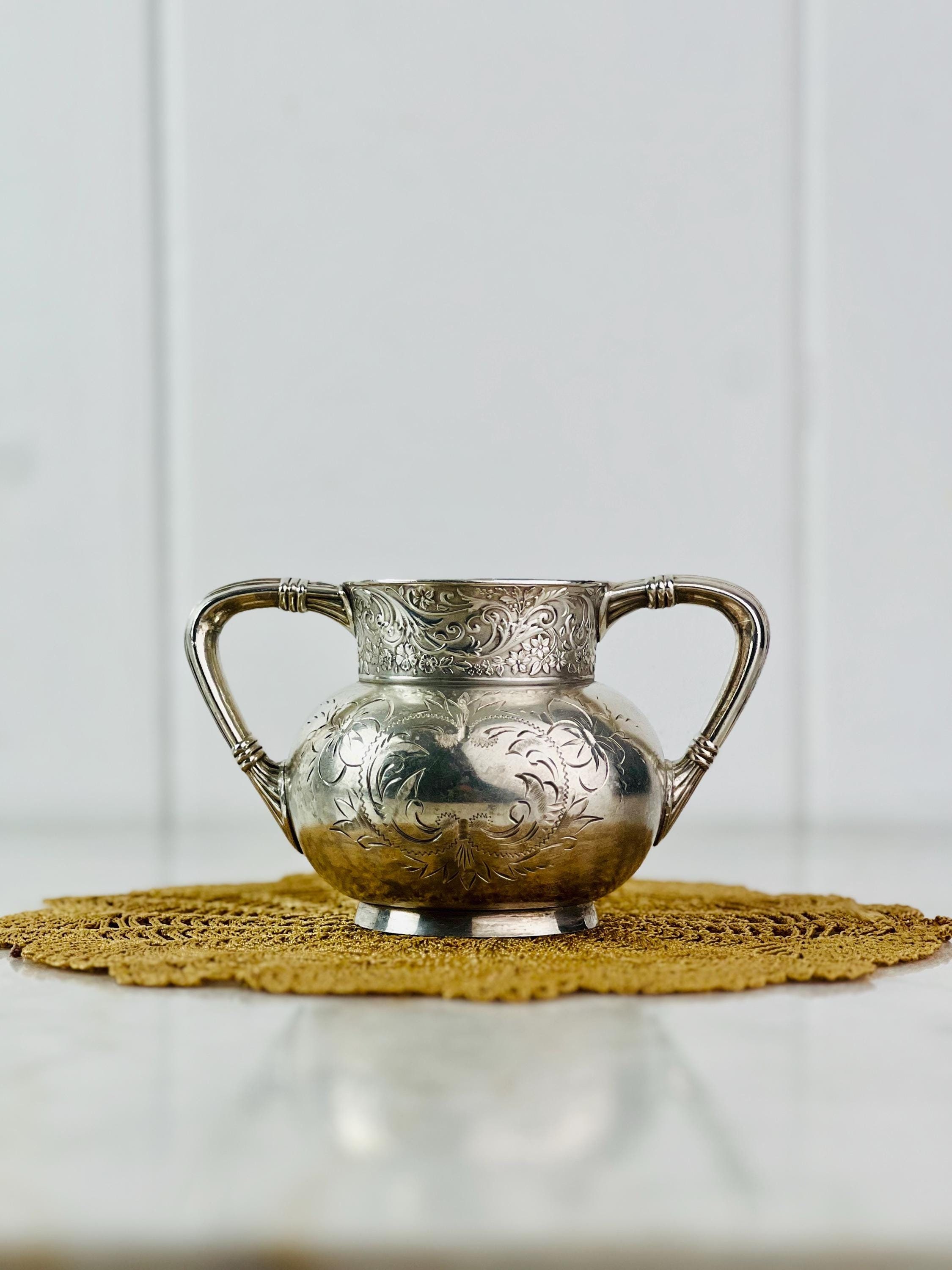 Rare Antique 1890s Simpson Hall Miller Quadruple Plate, Sugar Bowl