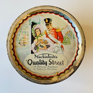 Vintage Mackintosh&#39;s Quality Street Candy Tin, Cottagecore Candy Tin, Vintage Tin for Storage, Antique Tin, Cookie Tin, Christmas Gift