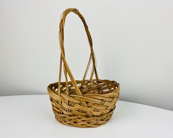 Vintage Woven Wicker Basket with Handle, 10"