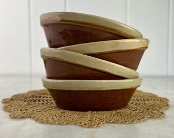 Vintage Provisions and Co Ramekins, set of 4, rustic two tone, bakeware, individual servings stoneware for side dishes dessert nuts olives