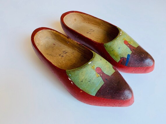 Antique Handmade Dutch WOODEN CLOGS 11.5" x 4" Rea