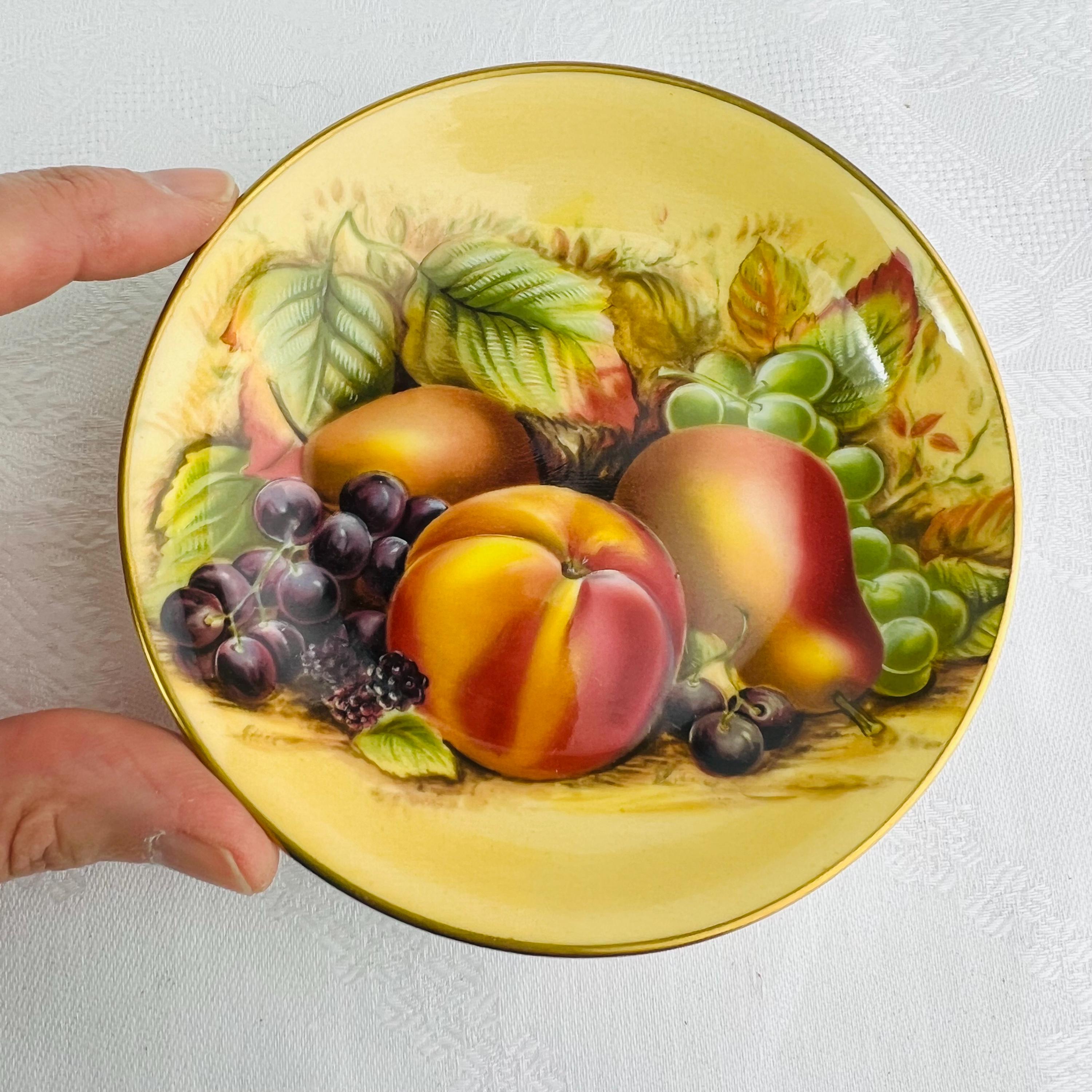 Vintage 1950s Aynsley Fruit Orchard Gold Small Plate, Fine Bone