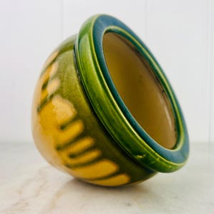 Maceta vintage con esmalte de goteo, marrón caramelo y verde, cerámica de gres, para plantas, interior, exterior, estilo moderno de mediados de siglo, decoración del hogar, regalo