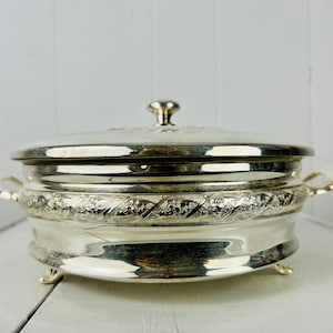 Marinex 3pc Silver Covered Serving Dish, Ornate Handled Lid