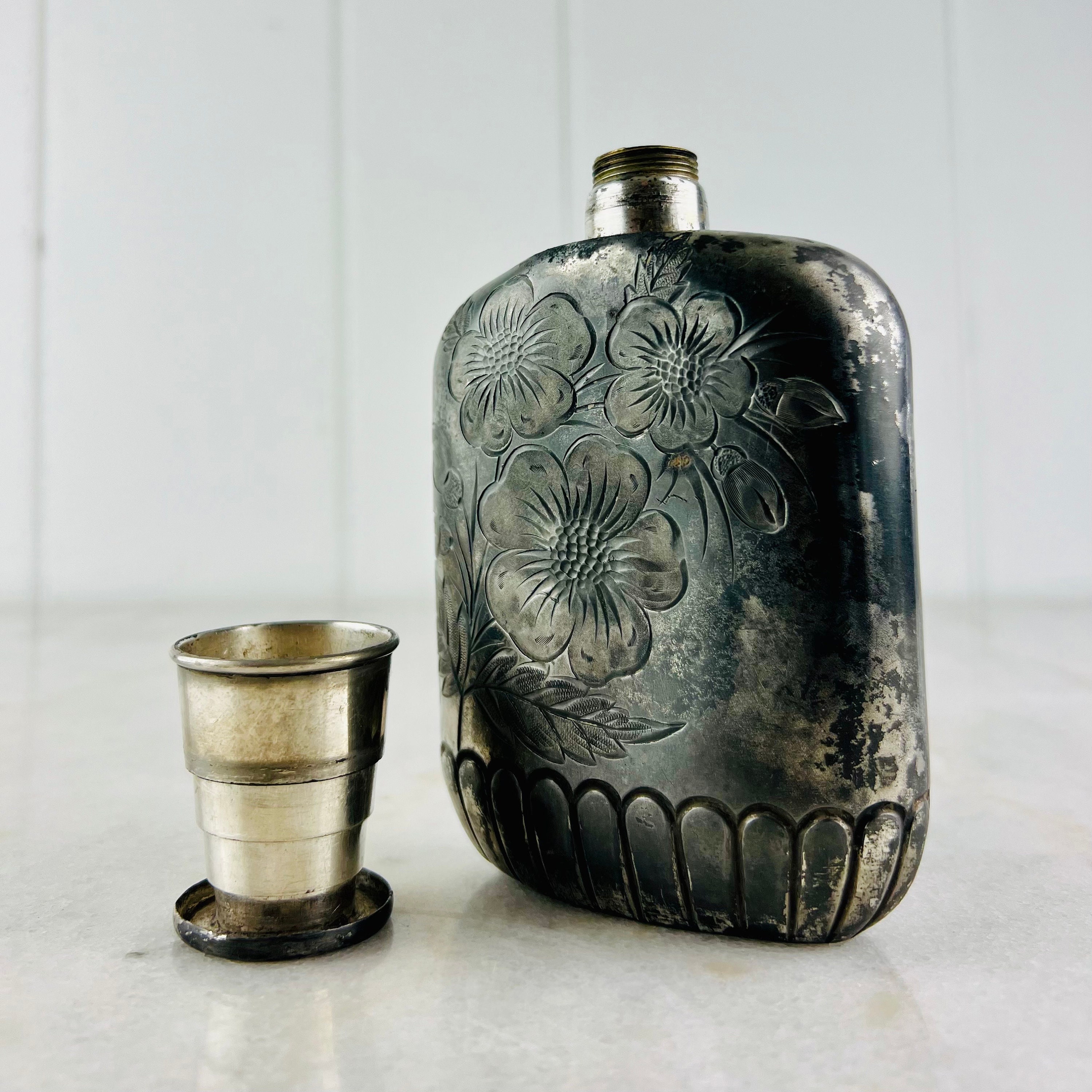 Historic Antique Flask, Simpson Hall Miller & Co, Quadruple Plate