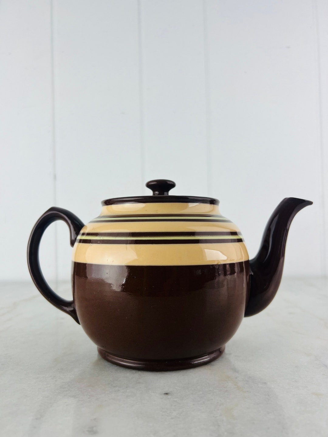 Antique 1930s Sadler Brown Betty Teapot, 6 Cup, Rockingham Glaze