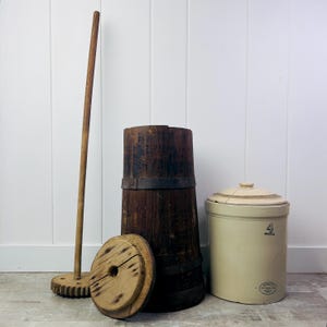 Antique Butter Churn, Wooden Butter Churn, Canadian Kitchen Utensil, Farmhouse Kitchen Decor, Antique Cookware, Primitive Wooden Vessel