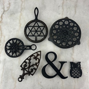 Antique Wrought Iron Trivet, you pick six available, Victorian Clothes Cast Iron Hot Plate Primitive Cowboy Decor vintage kitchen decor gift