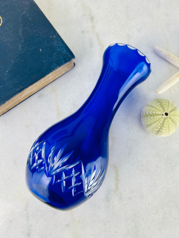 ボヘミア☆クリスタルガラス☆コバルトブルー☆切子☆カットグラス