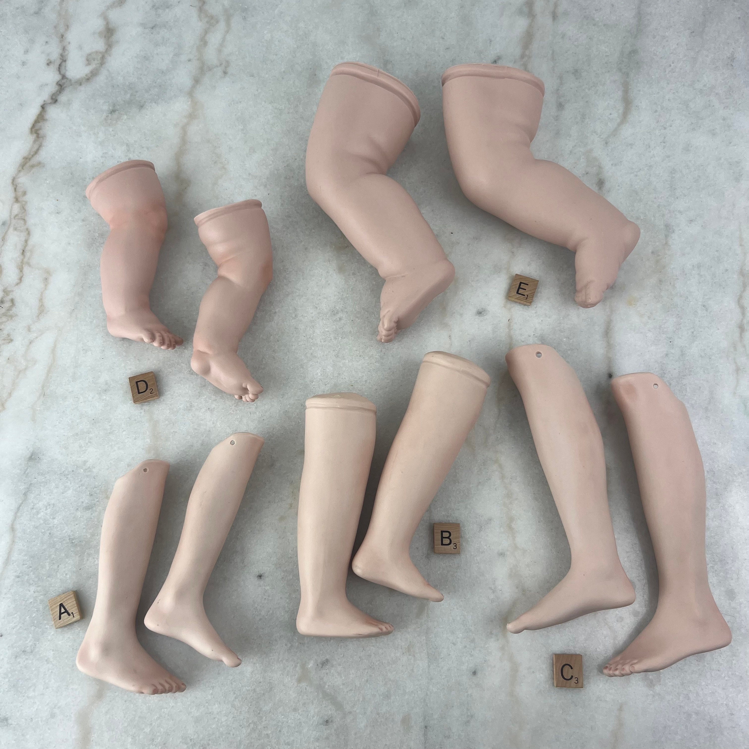 Vintage Porcelain Doll Making Parts, five sets of legs, sold separately, Doll parts, porcelain doll, doll supplies for vintage doll