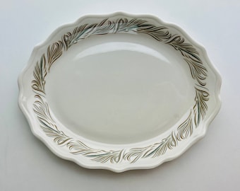 Vintage Syracuse China Strawberry Hill Platter, Green Floral Hotel ware