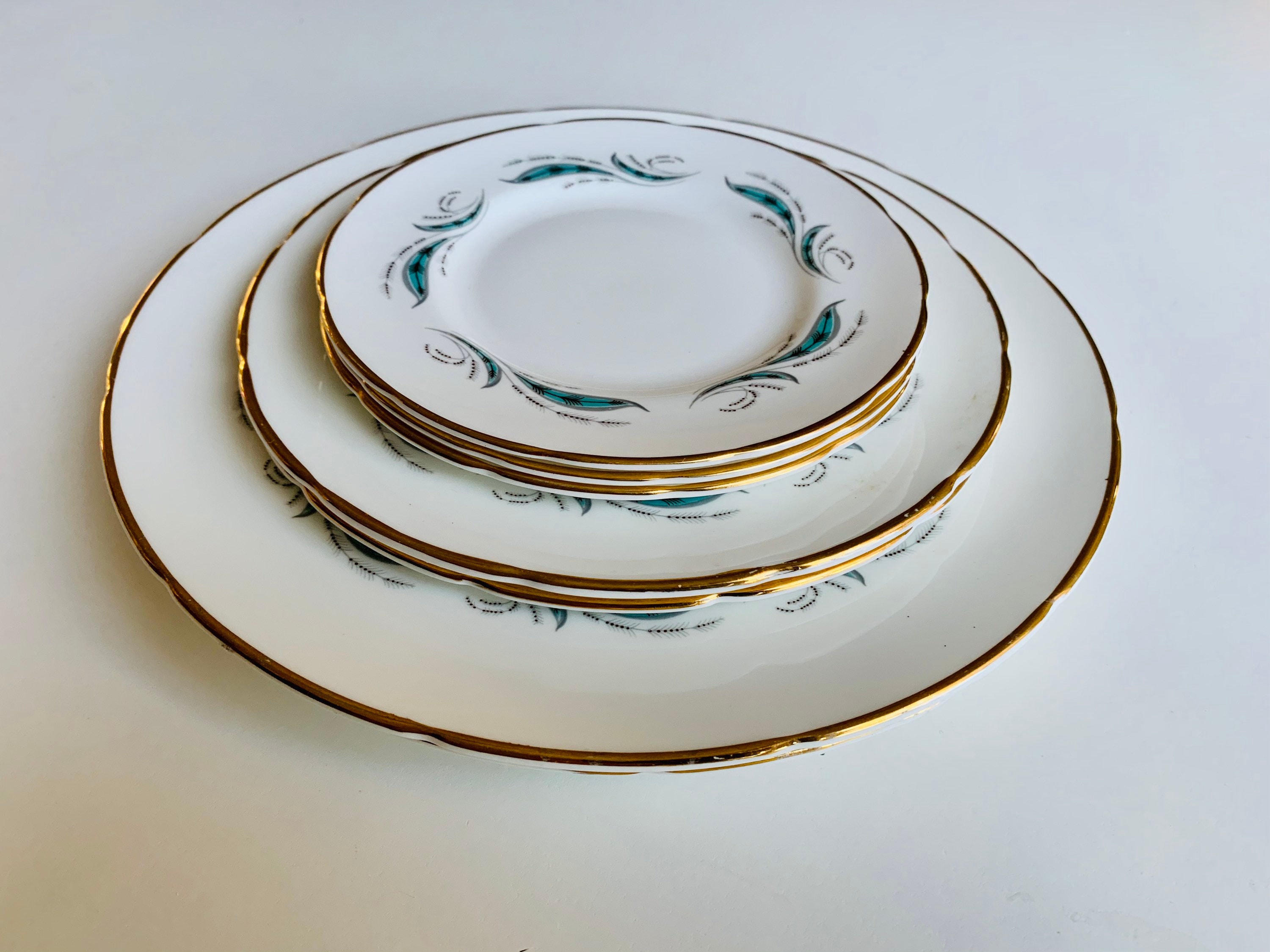 Vintage Foley Bone China Plate, Pine Spray Pattern, Gold Trim, Mid ...
