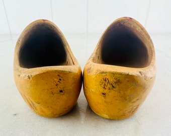 アンティークの手作りオランダ製木靴、本物の木靴、本物の木靴