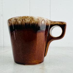 Vintage 1950s Hull Pottery Mug, Brown Drip Glaze Finish, marked Ovenproof USA, Coffee Cup, Tea Cup, collectible, gift