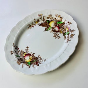 Antike Ridgway Ironstone Servierplatte, Devon Fruit, Staffordshire 1930er Jahre, Handgravur, zum Servieren, Ausstellen, Ersatz, Wohndekor, Geschenk