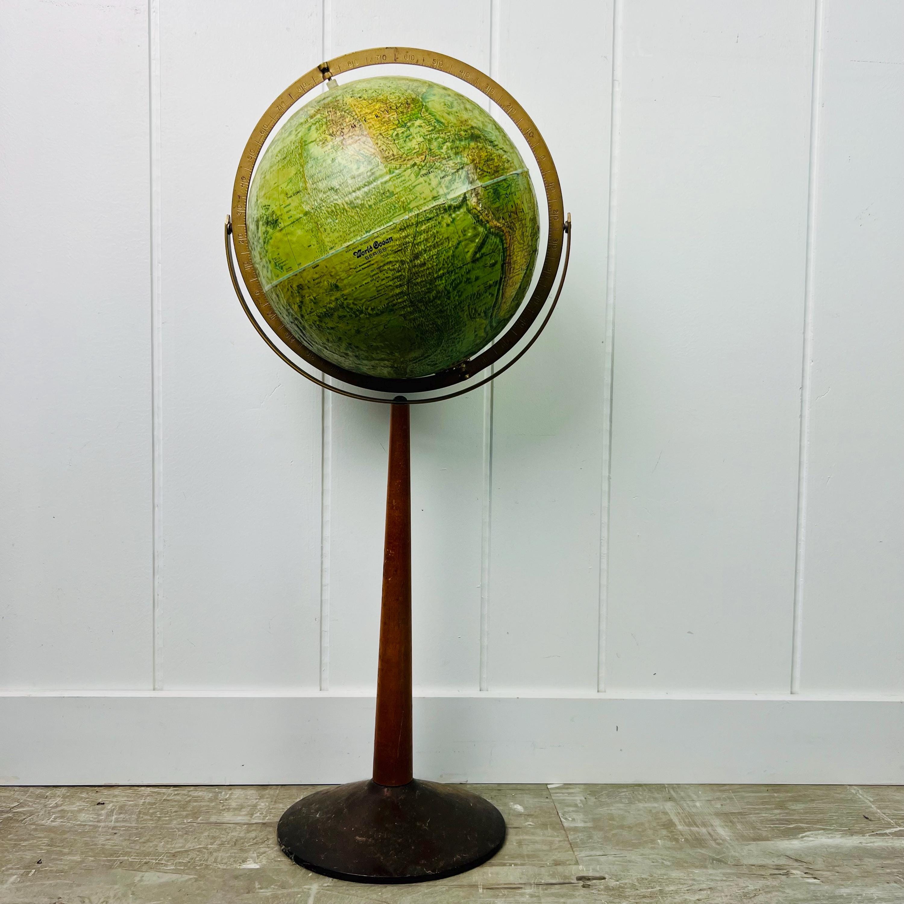 Vintage Standing Reploge World Globe, World Ocean Series