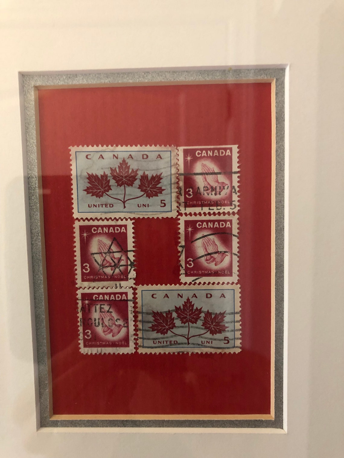 Vintage Canada Post Stamps Canadian Christmas Stamps Framed Etsy