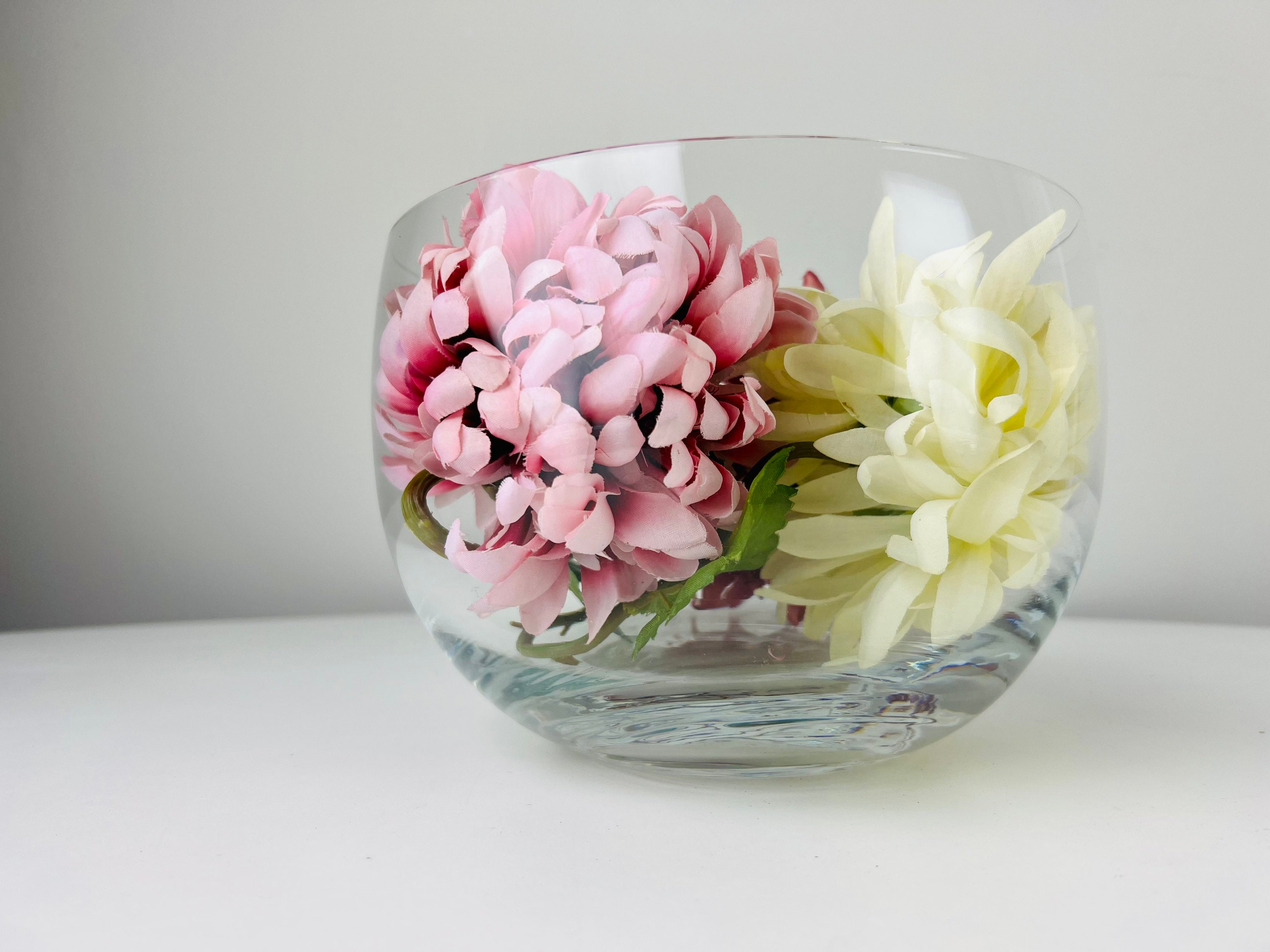 FLOWER BOWL VASE, Ikebana Flower Bowl, Dried Flower Arrangement