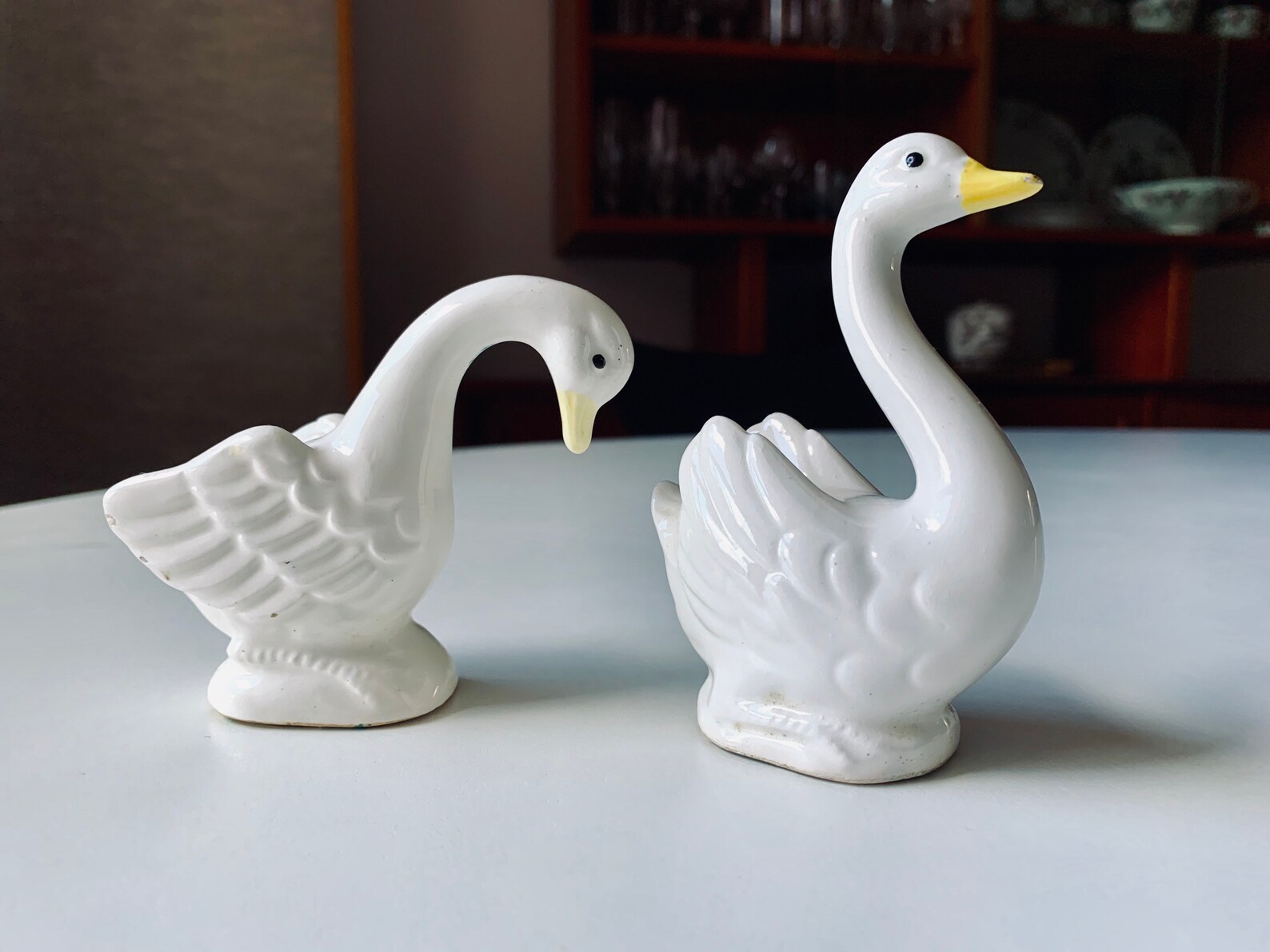 Antique Ceramic Swan Figurines Late 1800s Pottery Swan Made Etsy