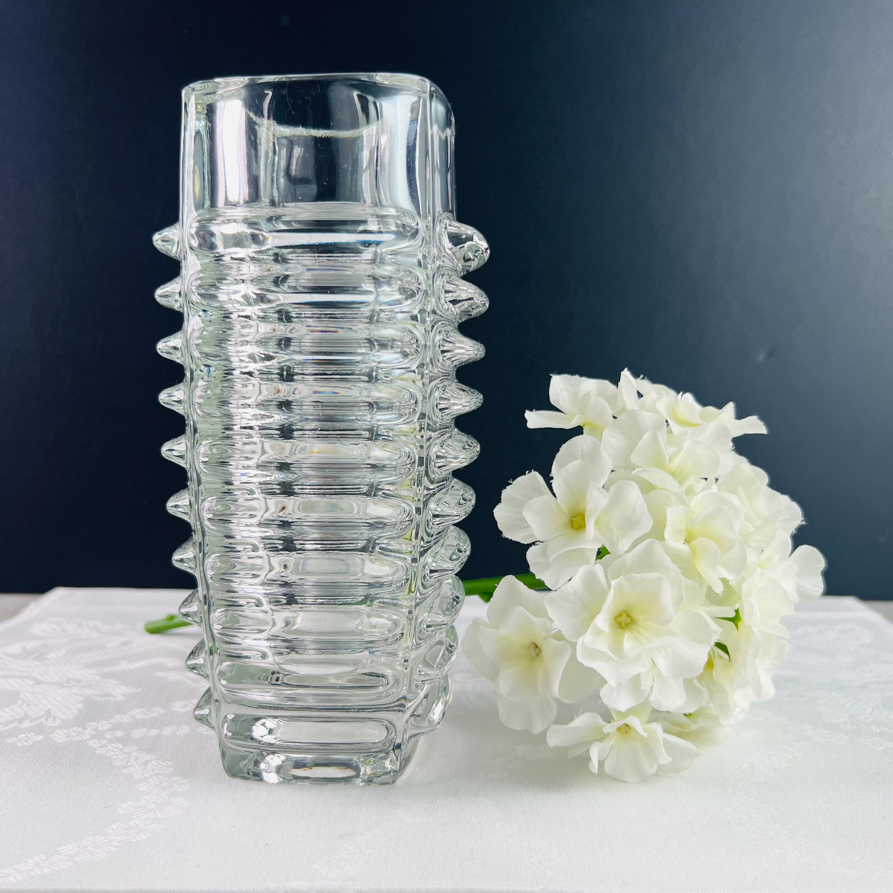 RARE Vintage 1963 Sklo Union Rosice Pattern Modernist Vase by RARE Vintage 1963 Sklo Union Rosice Pattern Modernist Vase by