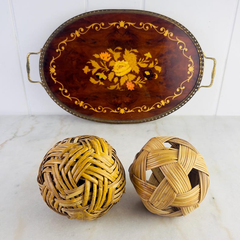Traditional Rattan Ball Vintage Hand Crafted Takraw Rattan Balls, Two Available, Sold ...
