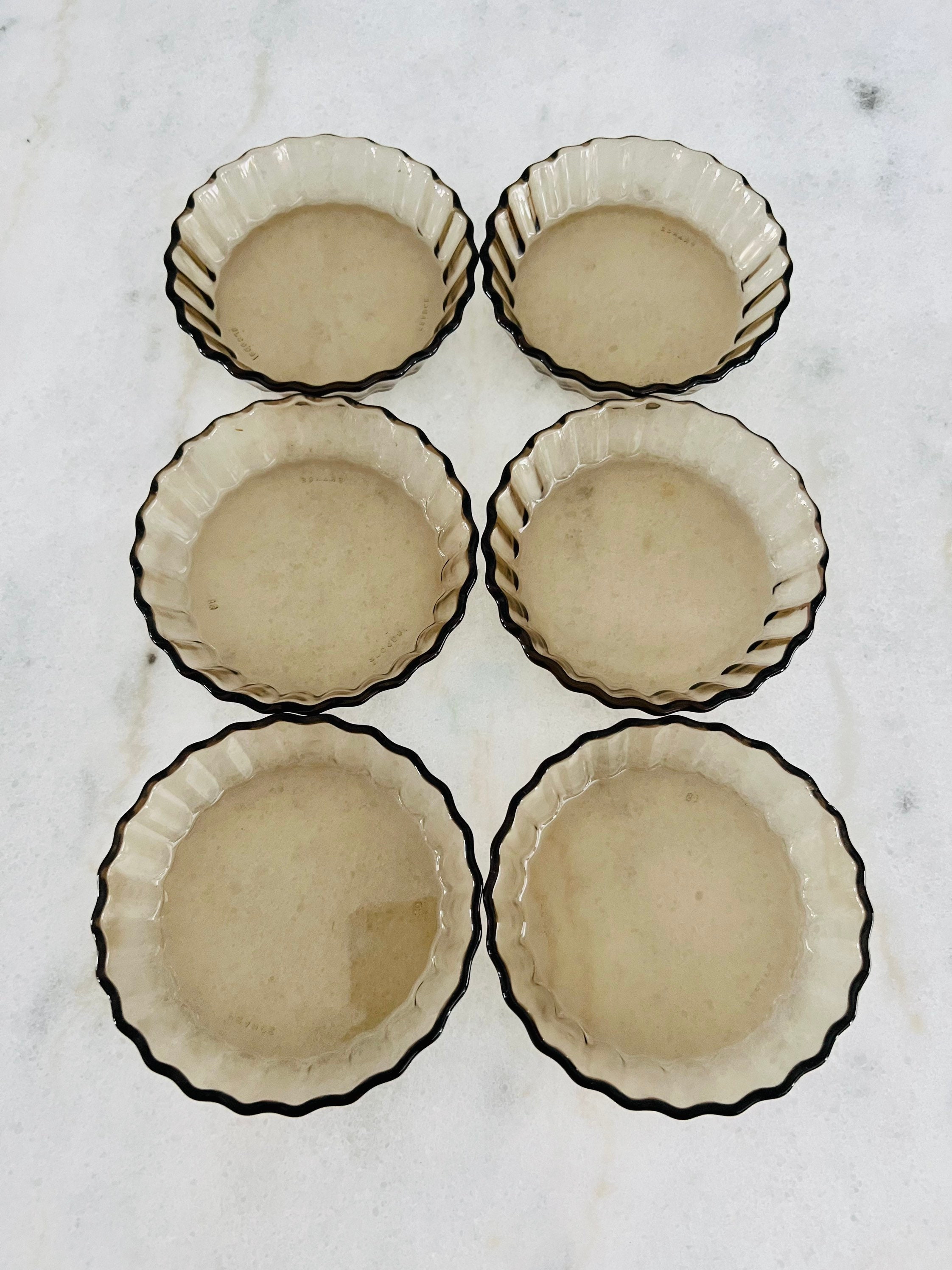 Vintage Arcopal France Small Smoked Glass Dish Set of 6 Vintage Arcopal France Small Smoked Glass Dish Set of 6
