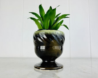 Vintage Hull Pottery Green Drip Glaze Pedestal Planter, F34 USA, indoors or outdoors