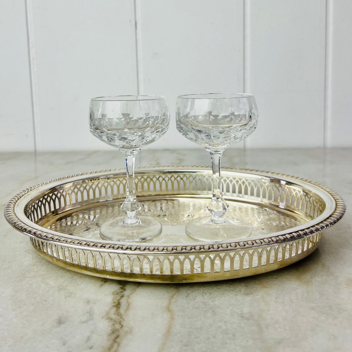 Vintage Birks Serving Tray, Primrose Plate, Oval Footed, Gallery Rim, Etched Scroll, for Drinks, Centrepiece, Mid Century Decor, Gift - Etsy