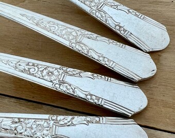 RARE Antique Simeon L and George H Rogers Co Soup Spoons, Set of 4