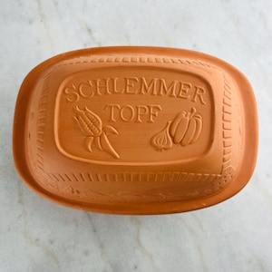 Vintage Schlemmertopf Terracotta Clay Feast Pot: German Scheurich Roasting Dish
