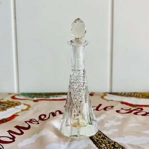 Vintage (1930s) Cut Crystal Perfume Flacon, Antique Bottle with Stopper, Art Deco, gift for her, 1 oz Perfume Vanity Set, Christmas gift