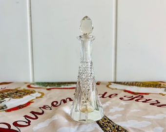 Antique 1930s Cut Crystal Perfume Flacon, Art Deco Vanity Bottle