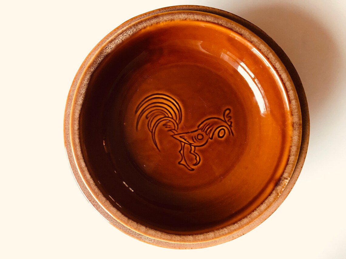 Zwei rustikale braune Keramik Schalen große Hahn Keramik | Etsy