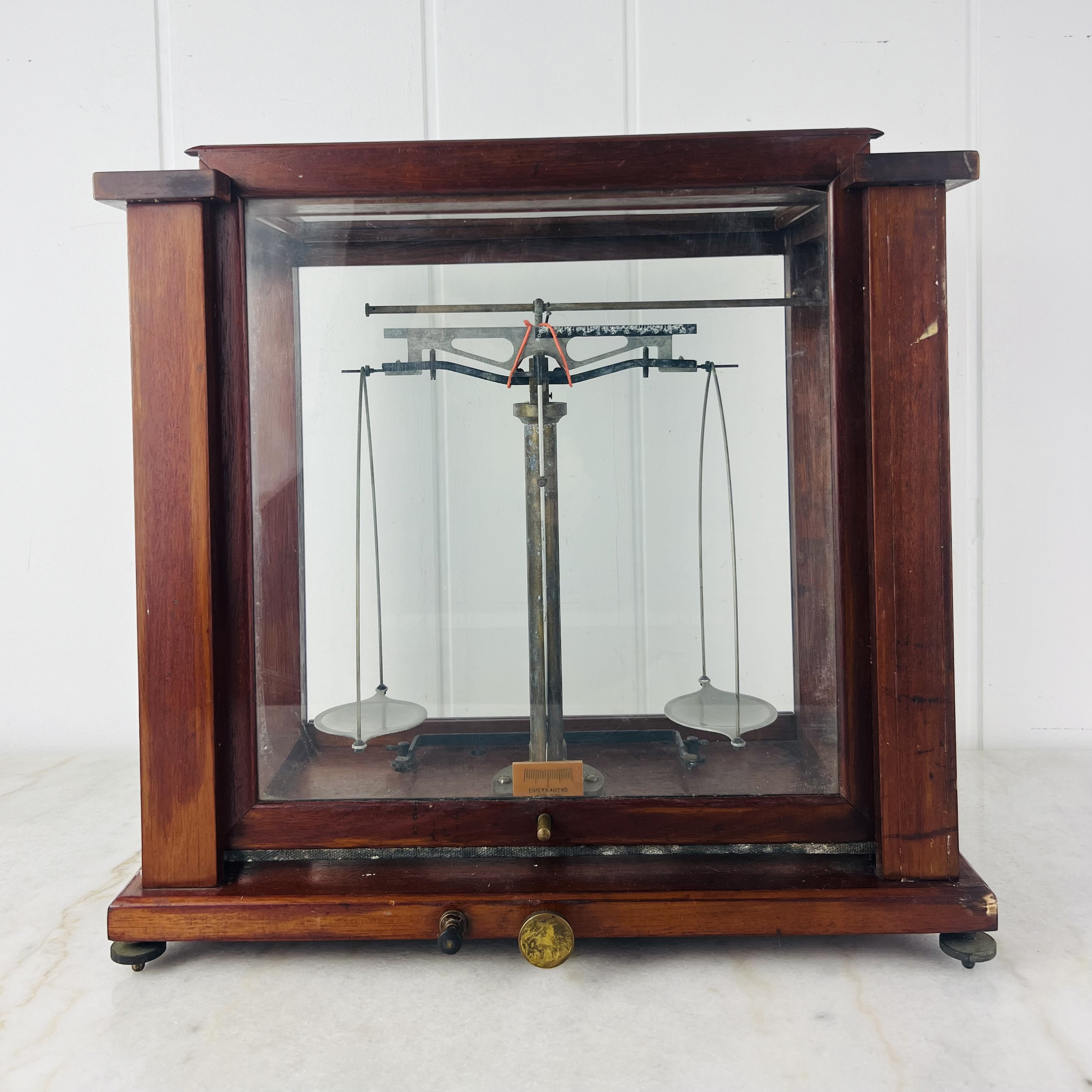 Antique Eimer & Amend Analytical Balance Scale, Mahogany Display Case ...