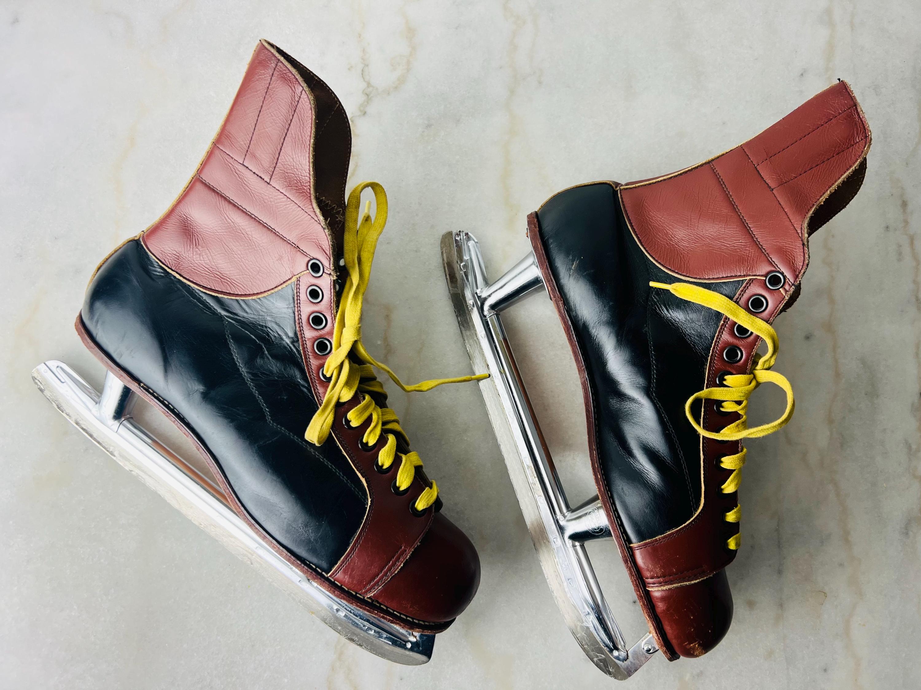 Vintage 1950s Leather Two-Tone Mens Ice Hockey Skates Viking Blades Canada Sz 11 il_fullxfull.4609592211_768w.jpg main image 2