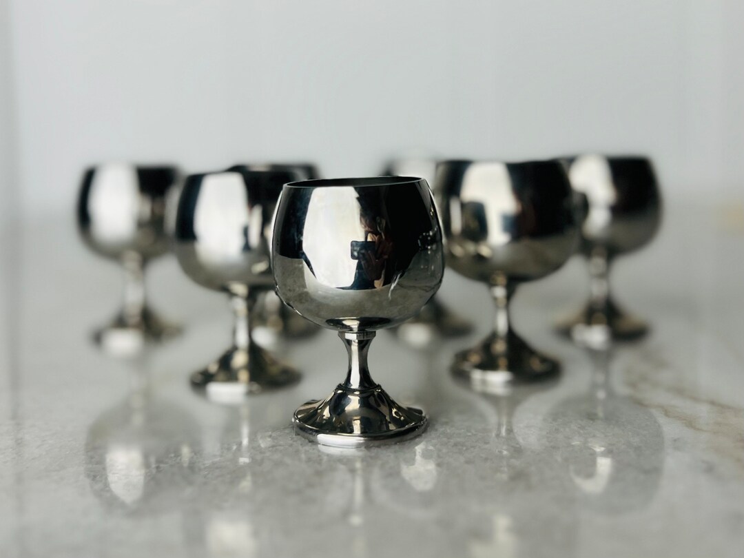 Vintage 1970s Italian Aperitif Glasses Set of 7 Inox 18/8 Etsy
