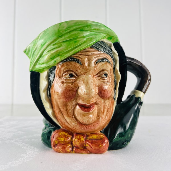 RARE Antique 1937 Sairey Gamp Royal Doulton Character Jug, Large size, Collectible Ceramic Toby Jug, gift for literary buff, English grad